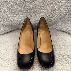 Christian Louboutin Black Heels with Smooth Leather and Block Heel